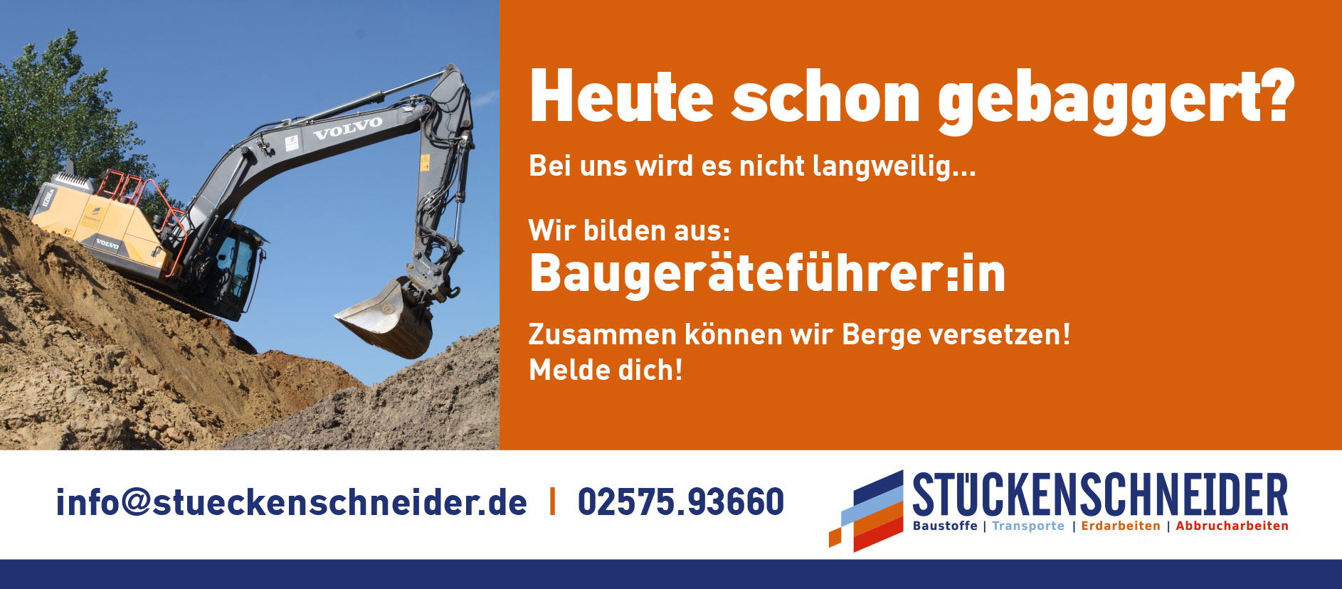 Stückenschneider sucht Baugeräteführer